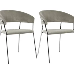 Armlehnstuhl Belle Cord Beige Chrom (2/Set)