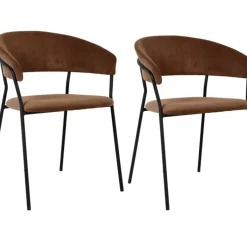 Armlehnstuhl Belle Cord Braun (2/Set)