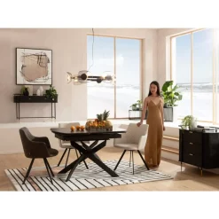 Ausziehtisch Twist Schwarz 120(30+30)X90Cm