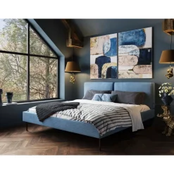 Bett East Side Cord Blau 160X200Cm