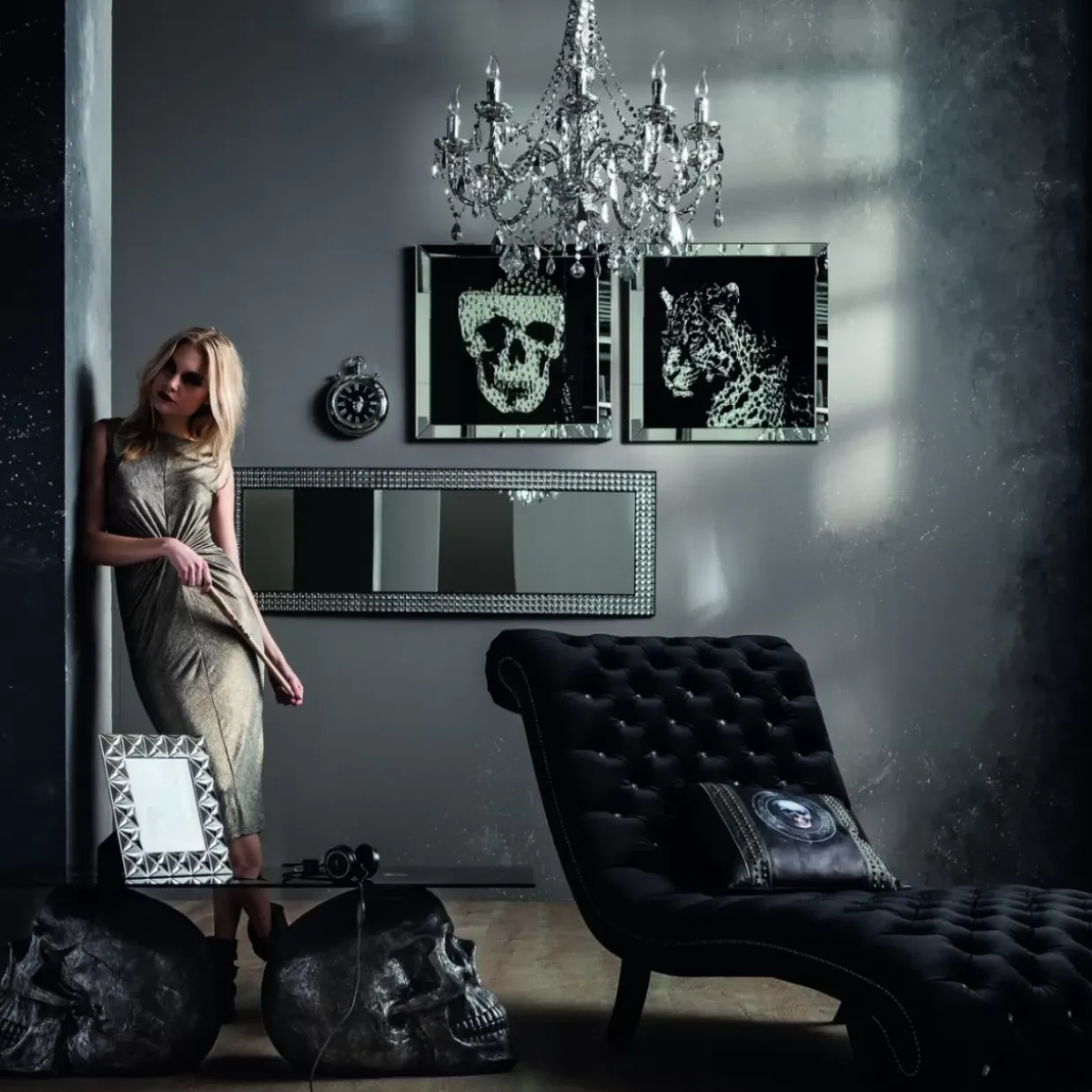 Bild Frame Mirror Skull 100X100Cm