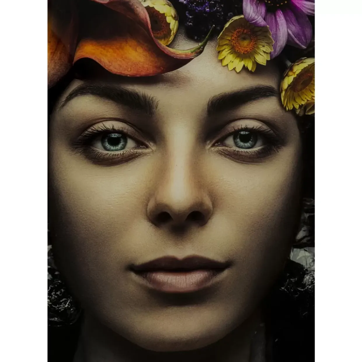 Bild Glas Flower Art Lady 80X80Cm