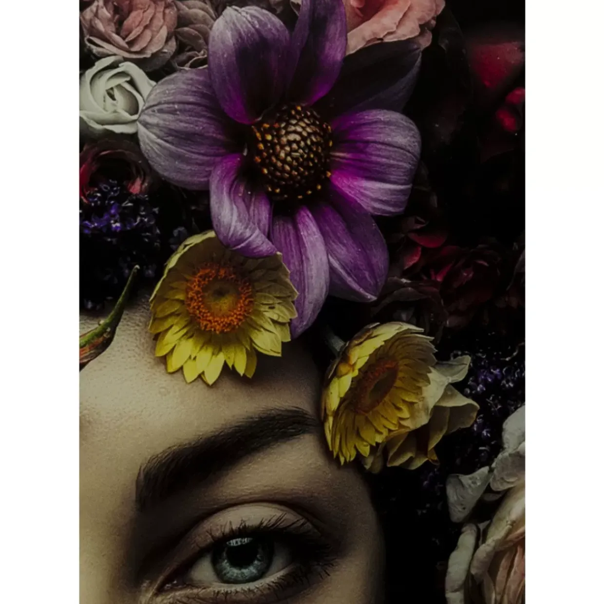 Bild Glas Flower Art Lady 80X80Cm