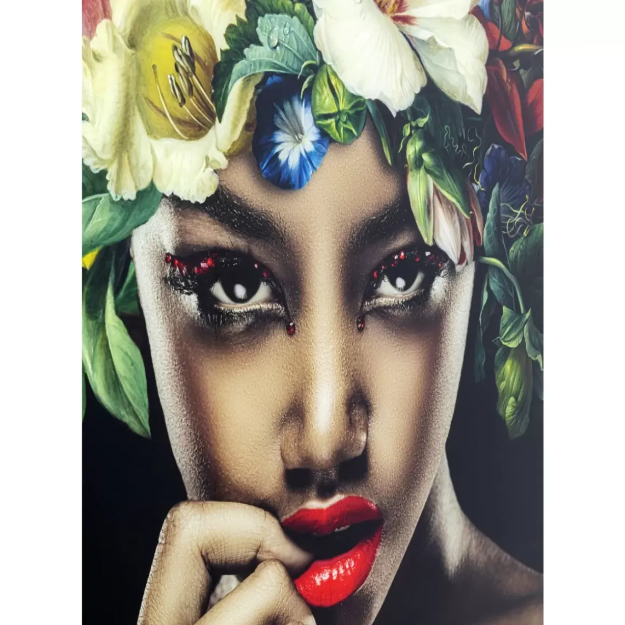 Bild Glas Pretty Flower Woman 100X100