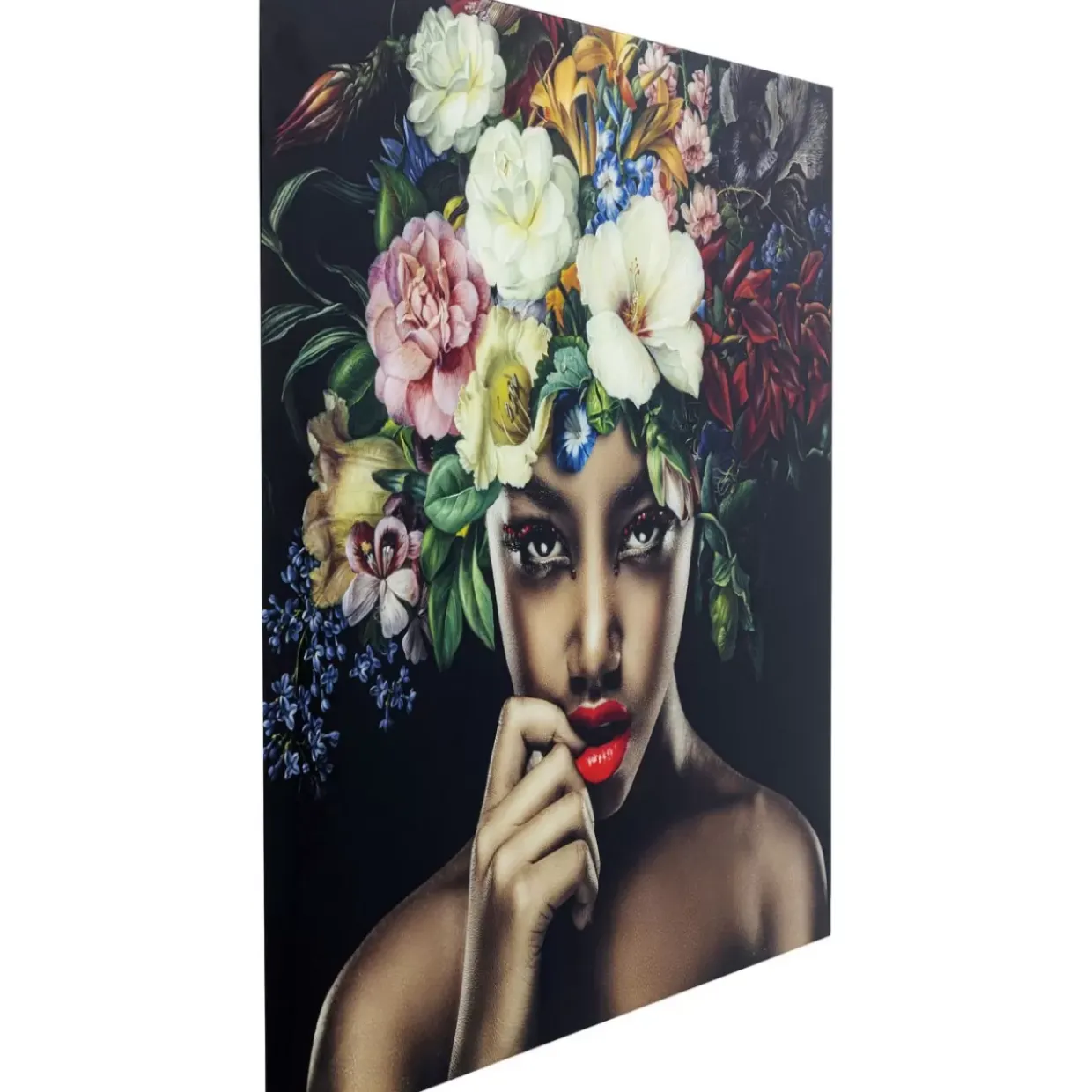 Bild Glas Pretty Flower Woman 100X100