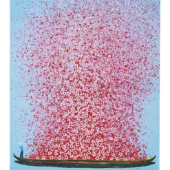 Bild Touched Flower Boat Blau Pink 80X100Cm