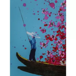 Bild Touched Flower Boat Blau Pink 160X120Cm