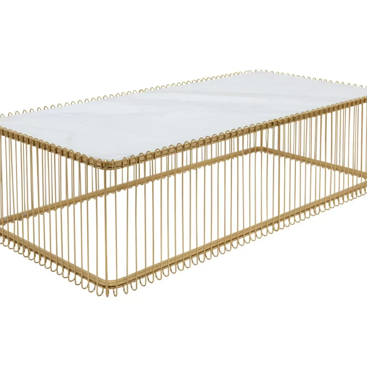 Couchtisch Wire Glas Marble Weis 145X70Cm