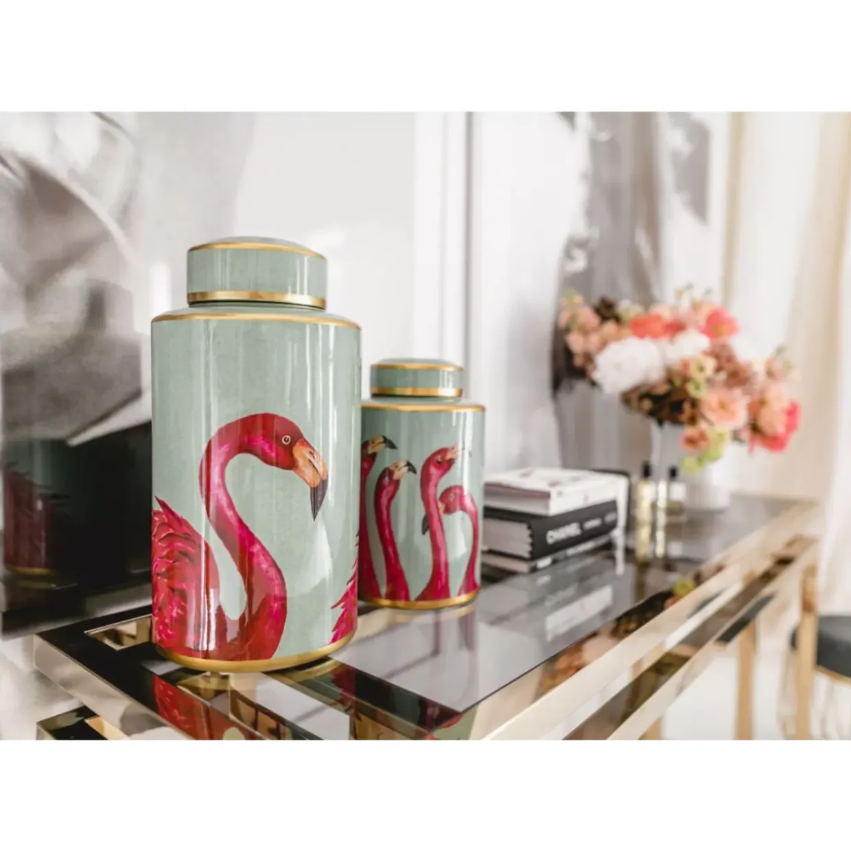 Deko Dose Flamingos 39Cm