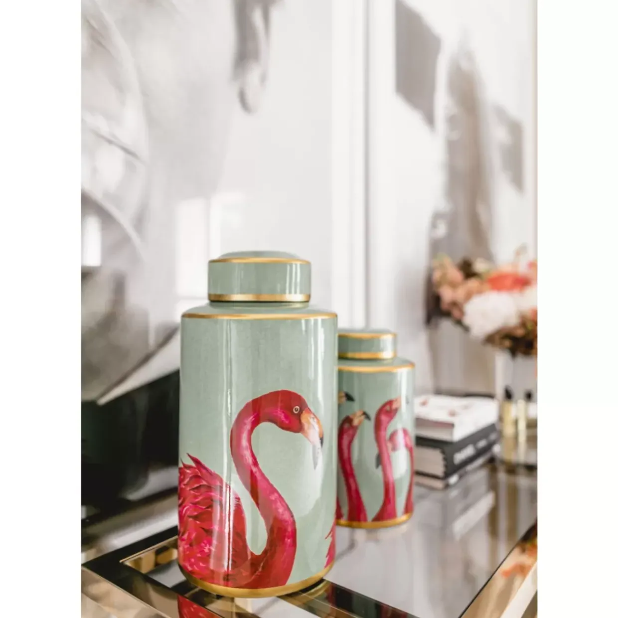 Deko Dose Flamingos 39Cm