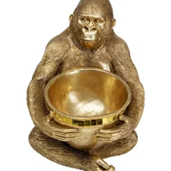 Deko Figur Gorilla Holding Bowl Gold