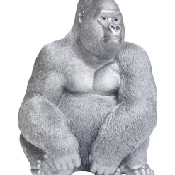 Deko Figur Monkey Gorilla Side Xl Silber Matt