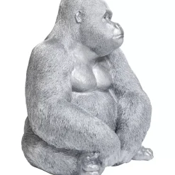 Deko Figur Monkey Gorilla Side Xl Silber Matt