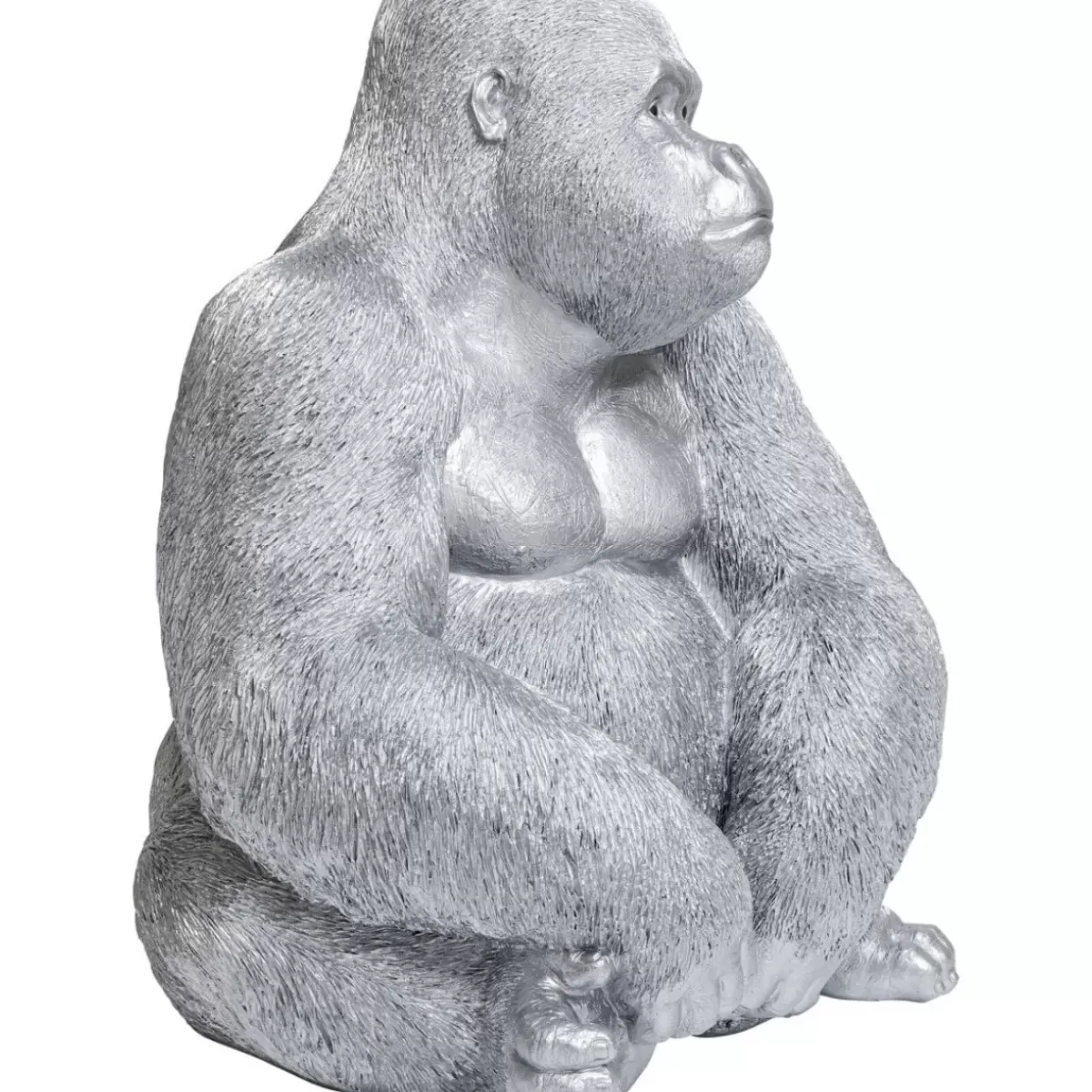 Deko Figur Monkey Gorilla Side Xl Silber Matt