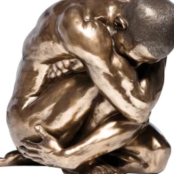 Deko Figur Nude Man Hug Bronze 54Cm