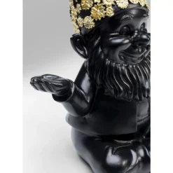 Deko Figur Zwerg Meditation Schwarz Gold 19