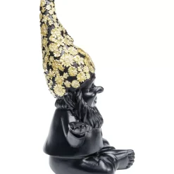 Deko Figur Zwerg Meditation Schwarz Gold 19