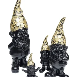 Deko Figur Zwerg Meditation Schwarz Gold 19