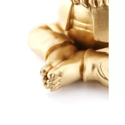 Deko Figur Zwerg Meditation Gold Grun 19Cm