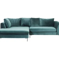 Ecksofa Gianni Velvet Dunkelgrun Links Schwarz
