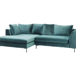 Ecksofa Gianni Velvet Dunkelgrun Links Schwarz