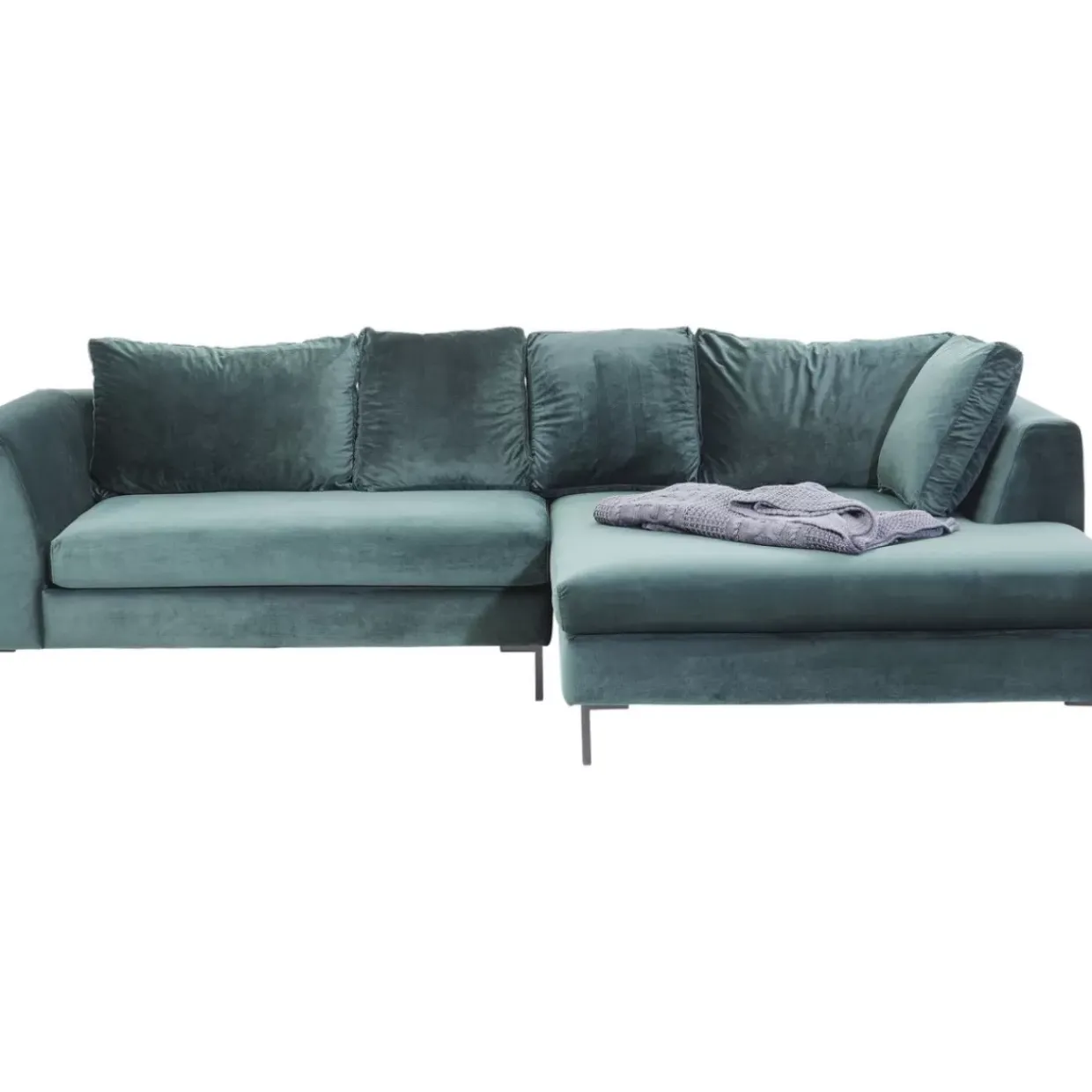 Ecksofa Gianni Velvet Dunkelgrun Rechts Schwarz