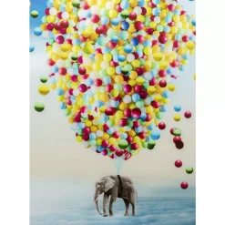 Glasbild Balloon Elephant 100X150Cm
