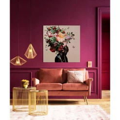 Glasbild Bouquet Beauty Beige 100X100Cm