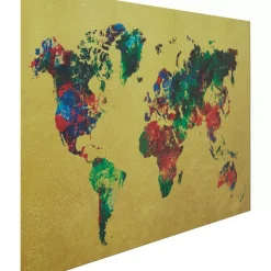 Glasbild Metallic Colourful Map 150X100Cm