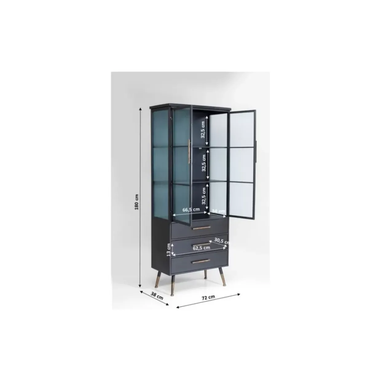 Hochschrank La Gomera 2 Turen 3 Schube