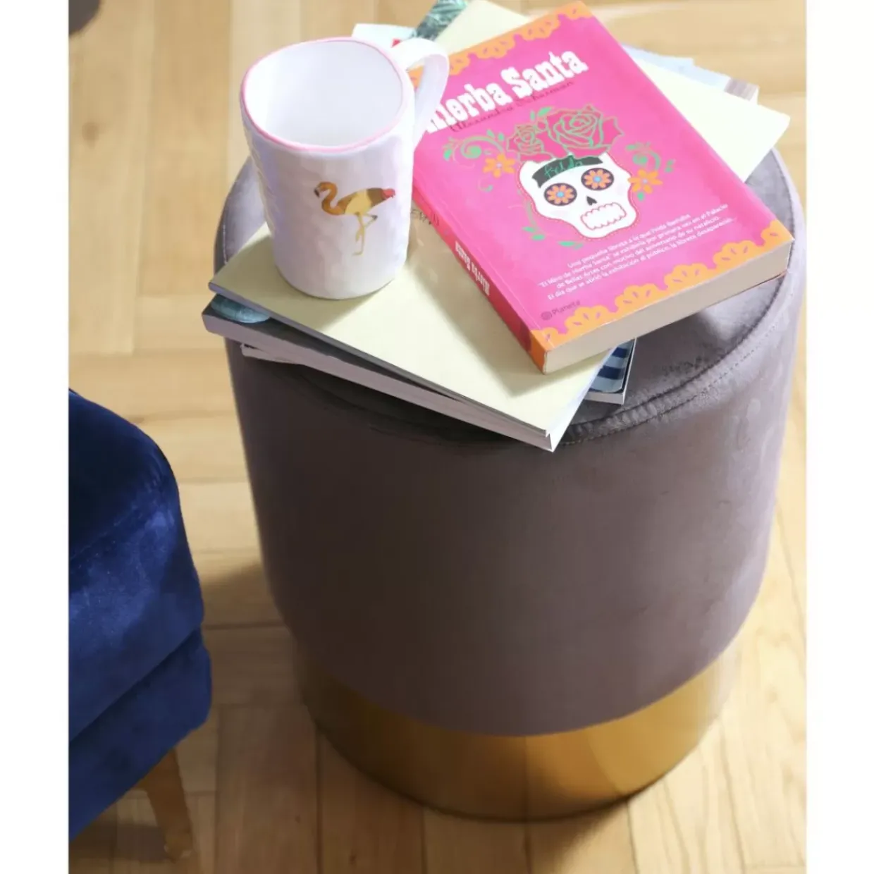 Hocker Cherry Braun Brass O35Cm