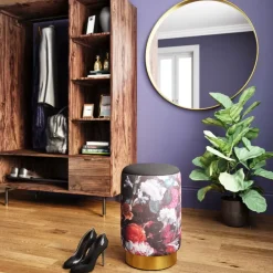 Hocker Cherry Flower Schwarz Brass O32Cm