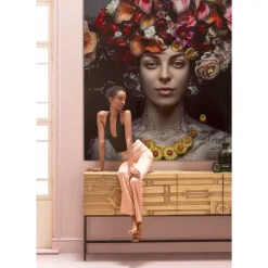 Leinwandbild Flower Art Lady 200X200Cm
