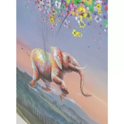 Leinwandbild Flying Elephant At Night 80X100Cm