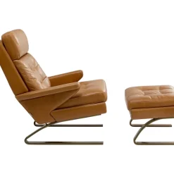 Sessel Mit Hocker Breno Braun