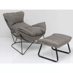 Sessel Mit Hocker Snuggle Grau (2/Tlg)