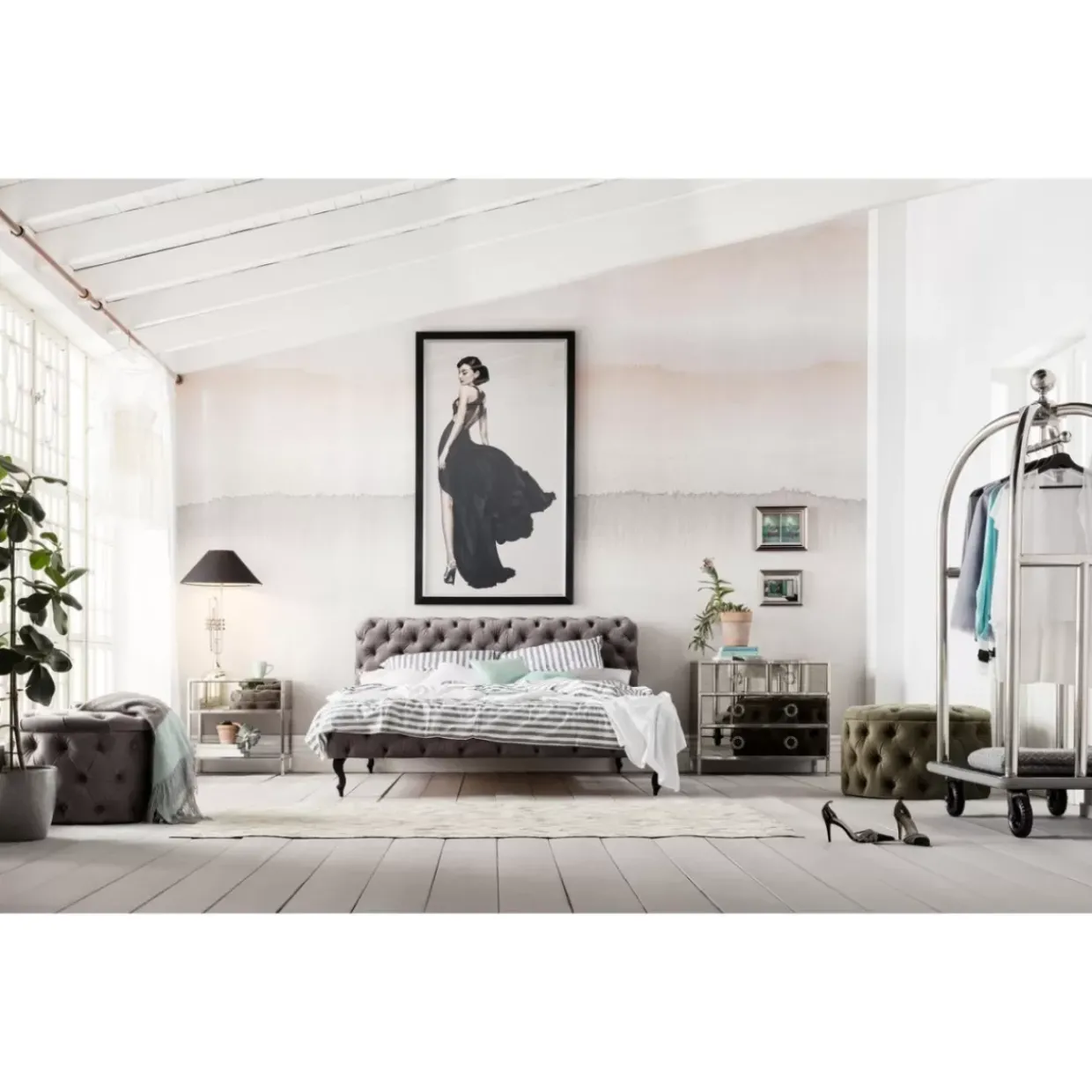 Sitztruhe Desire Rund Silbergrau