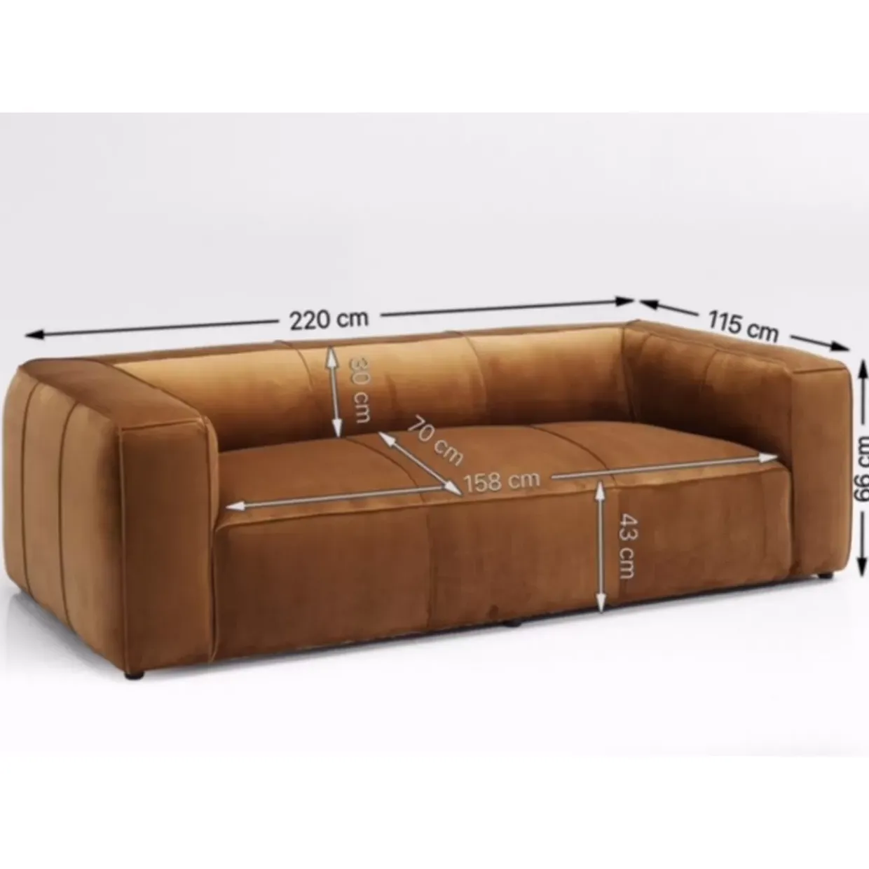 Sofa Cubetto 3-Sitzer Velvet Braun