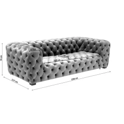 Sofa Metropol 3-Sitzer Grau 238Cm