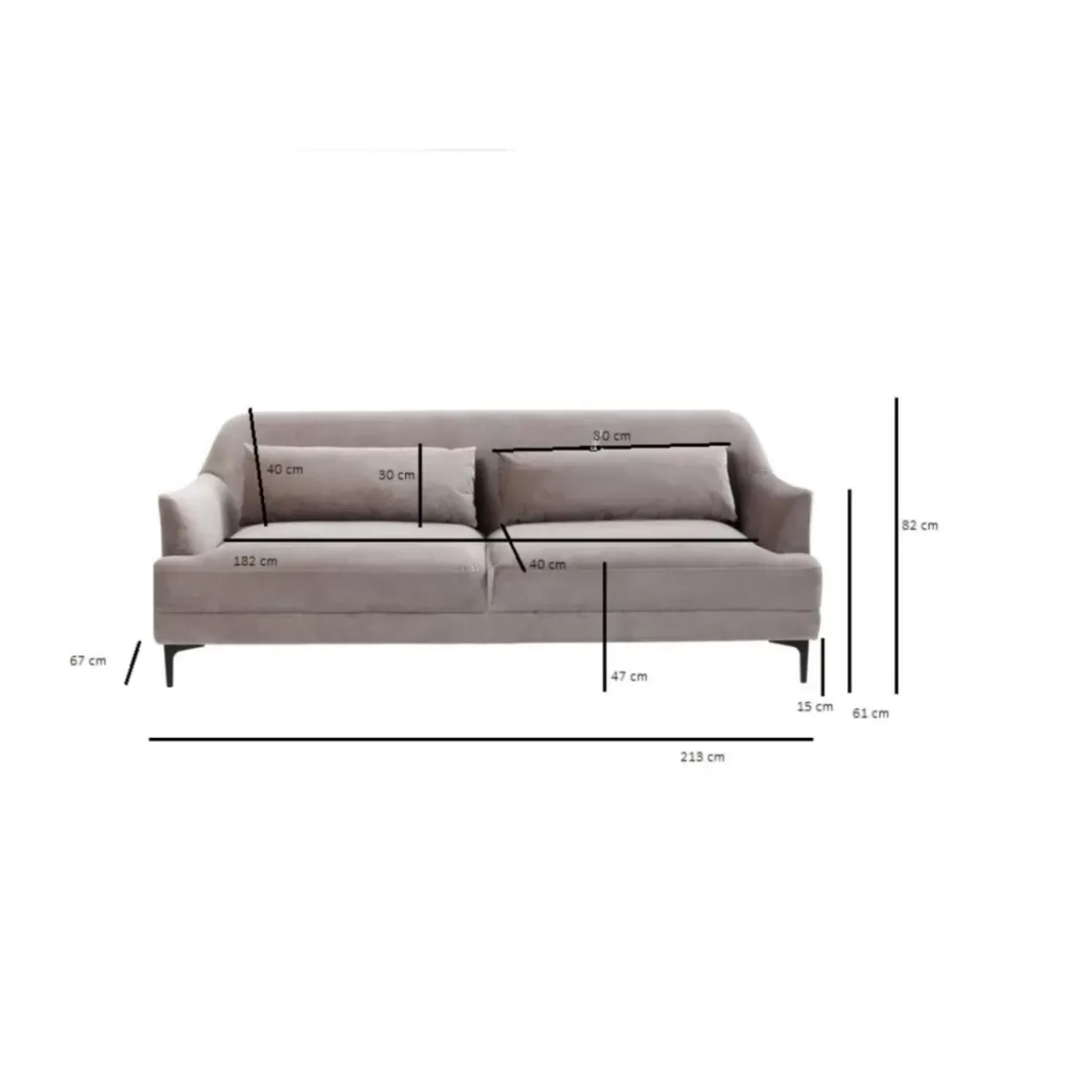 Sofa Proud 3-Sitzer Grau