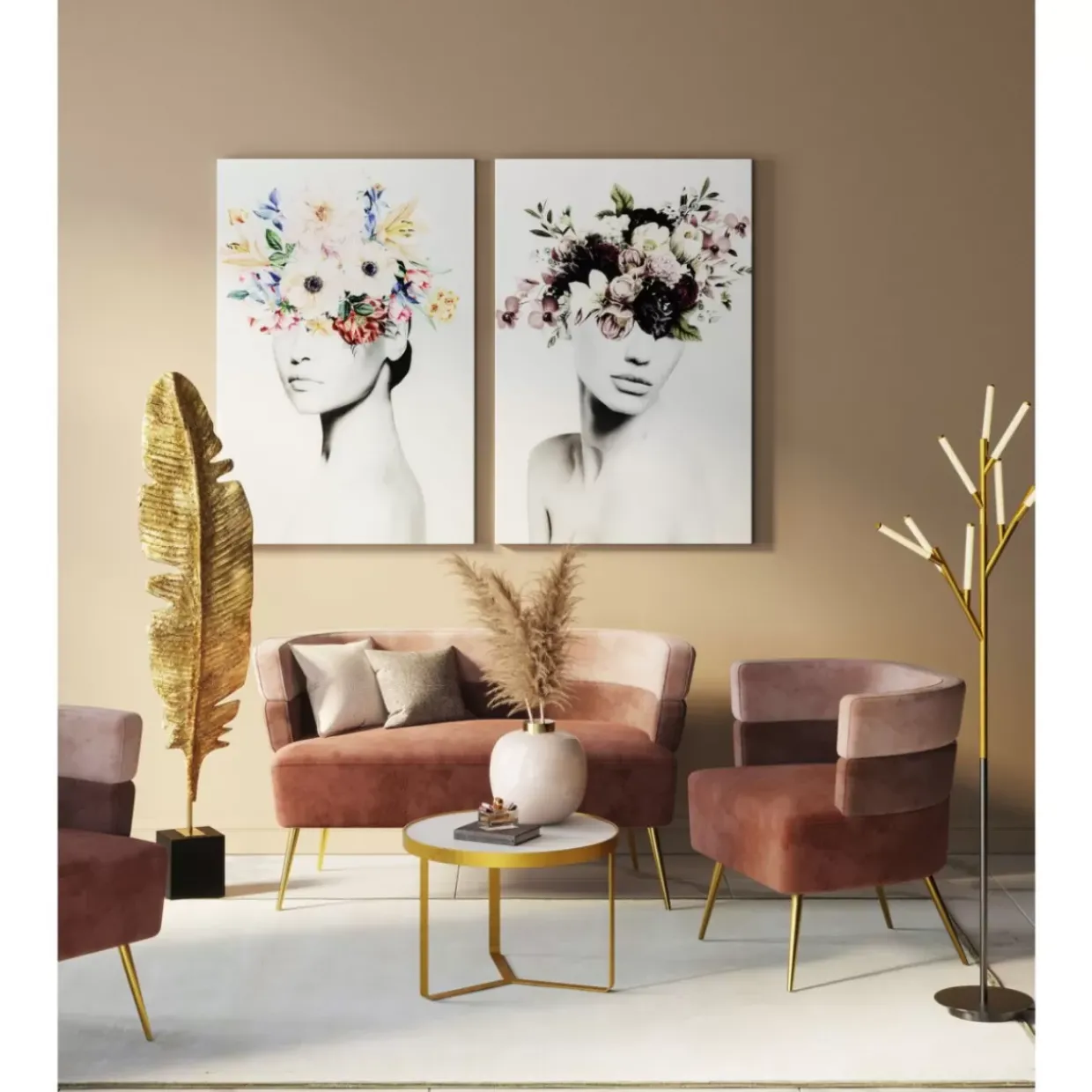 Sofa Sandwich 2-Sitzer Rosa