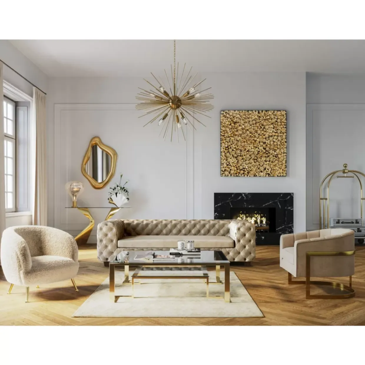 Spiegel Hologram Gold 76X119Cm