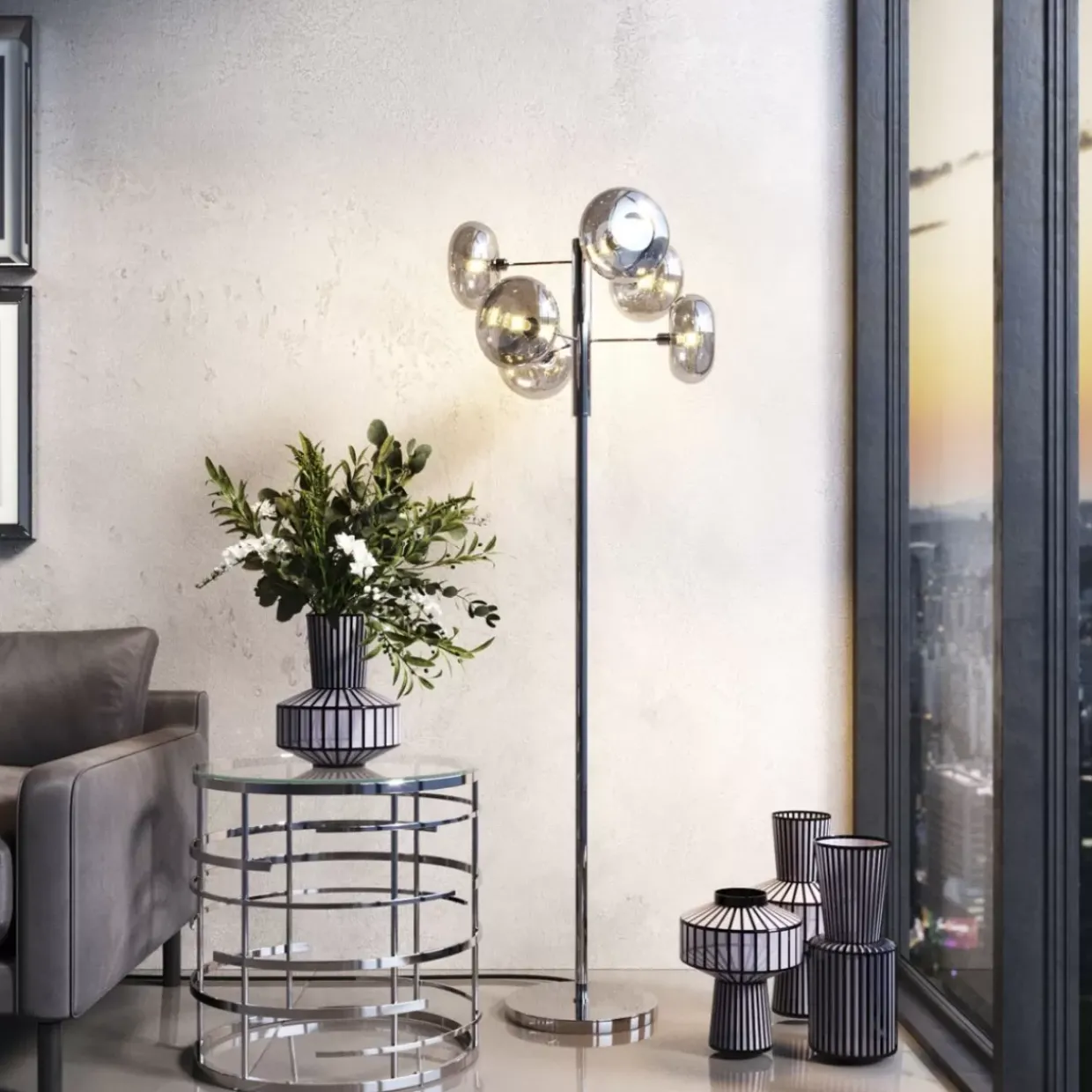 Stehleuchte Headlight Chrome 163Cm