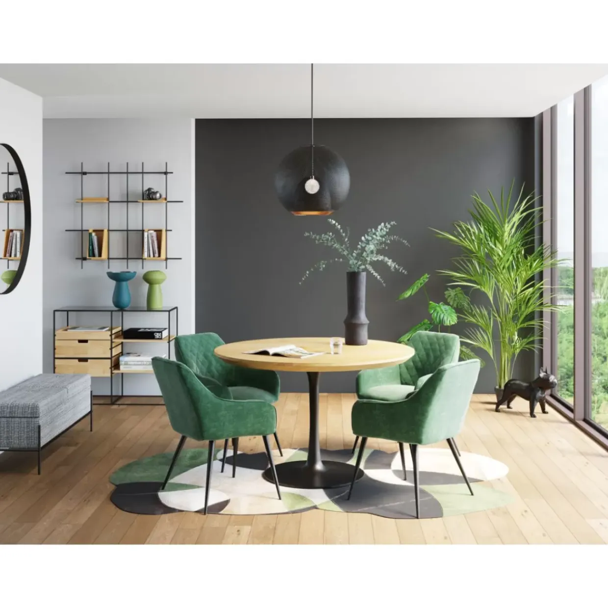 Tisch Invitation Set Eiche Schwarz O120Cm