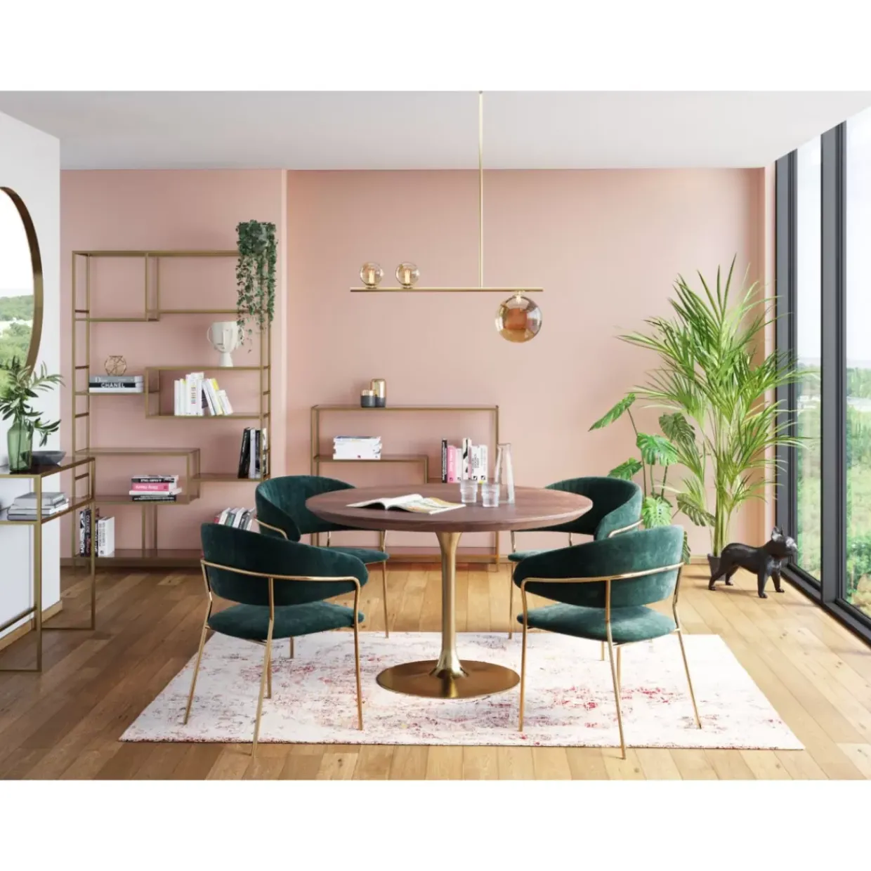 Tisch Invitation Set Walnus Messing O120Cm