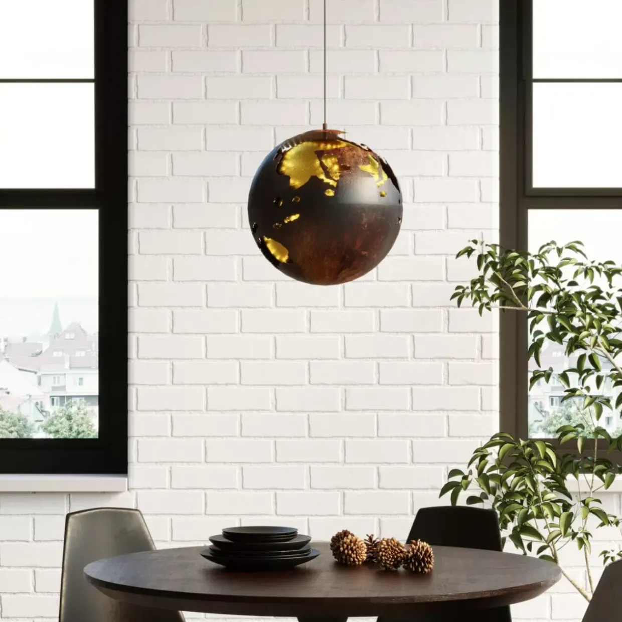 Tisch Invitation Set Walnus Schwarz O120Cm