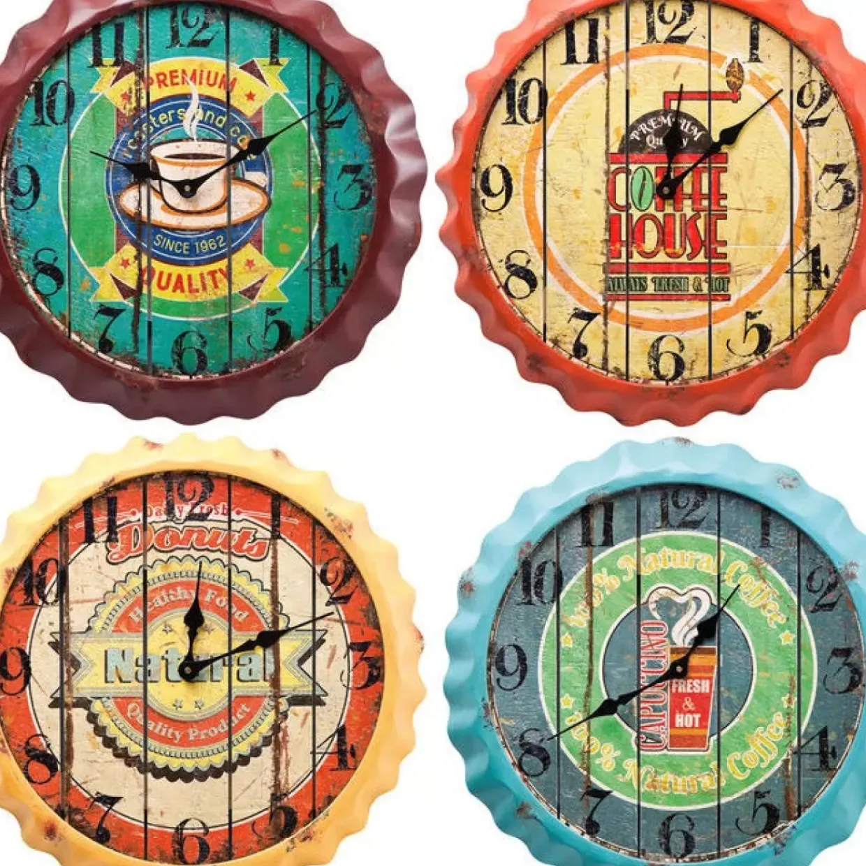 Wanduhr Vintage Coffee Sortiert